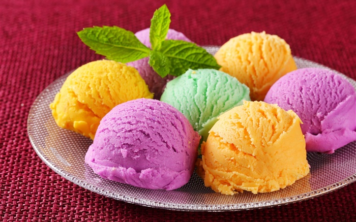 Les aliments sucrés, boules de crème glacée, dessert, coloré couleurs Fonds d'écran, image