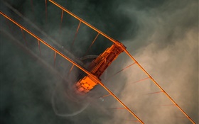 Vue de dessus pont, détroit, brouillard HD Fonds d'écran