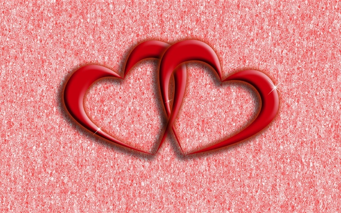 Deux coeurs rouges d'amour, fond abstrait Fonds d'écran, image