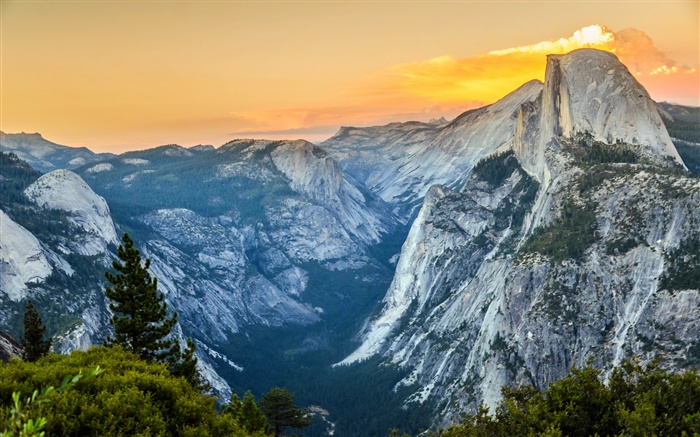 Parc national de Yosemite, montagnes, nuages, Amérique Fonds d'écran, image