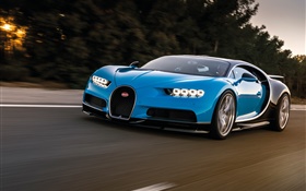 Bugatti Chiron vitesse supercar bleu