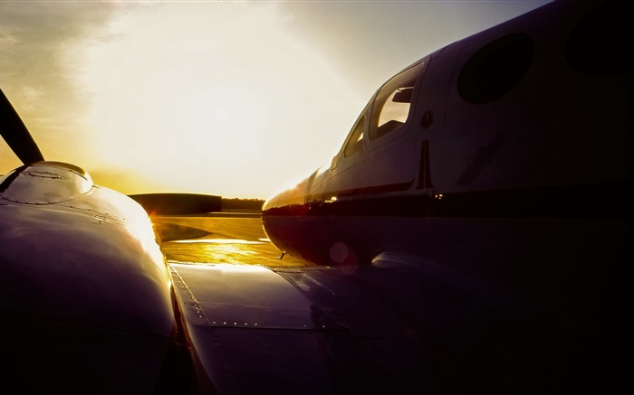 C3 Cessna avion au coucher du soleil, l'aéroport Fonds d'écran, image
