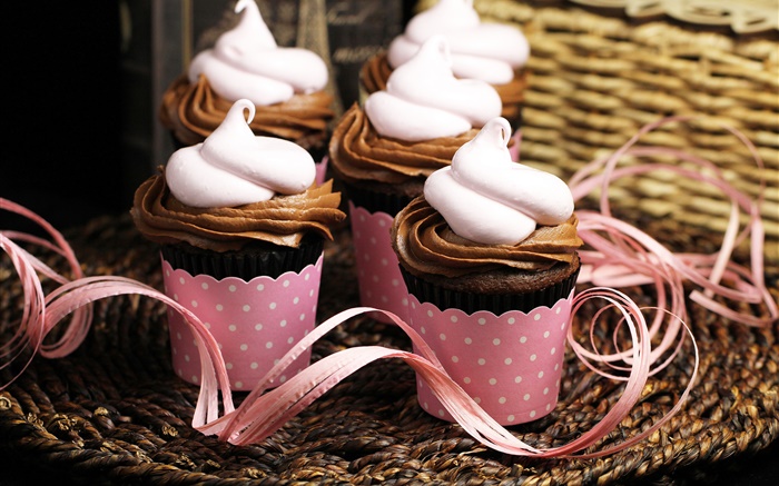 Cupcakes, chocolat, crème, des aliments sucrés Fonds d'écran, image
