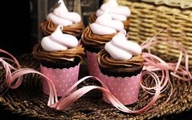 Cupcakes, chocolat, crème, des aliments sucrés HD Fonds d'écran