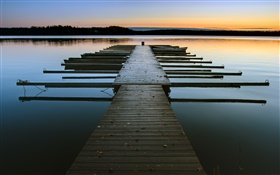 Dock, crépuscule, lac, l'eau HD Fonds d'écran