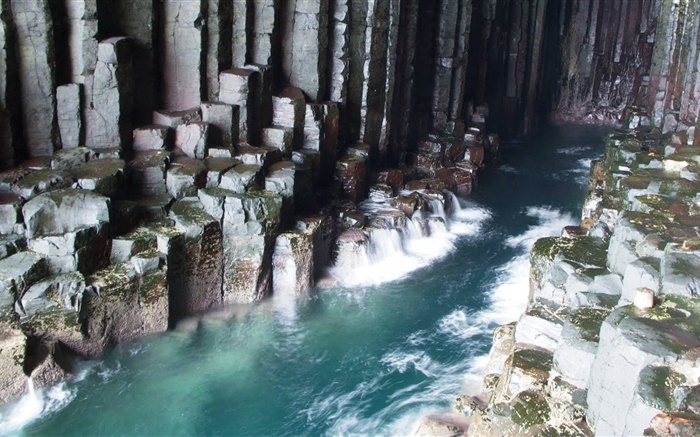Cave, l'eau, les roches de Fingal Fonds d'écran, image