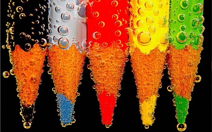 crayon coloré, gouttes d'eau Fonds d'écran, image