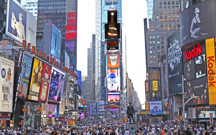 New York, Times Square, gratte-ciel, la rue, les gens Fonds d'écran, image