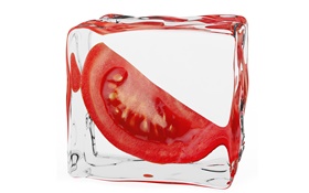 Tomate, cube de glace