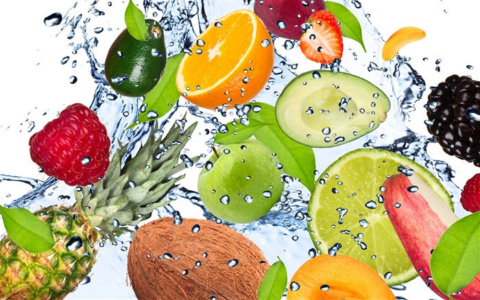 Différents types de fruits dans l'eau Fonds d'écran, image