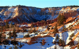 Hiver, nature, paysage, neige, rouges, rochers HD Fonds d'écran