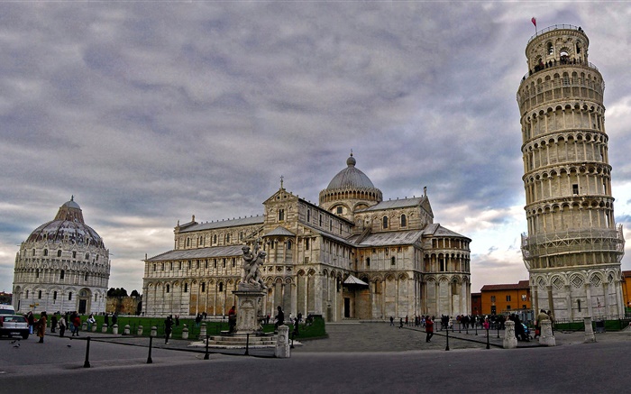 Cathédrale, pise, penchant, tour, Italie, ville Fonds d'écran, image