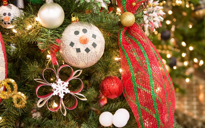Arbre de Noël, décoration, jouets, balles Fonds d'écran, image
