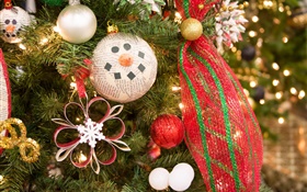 Arbre de Noël, décoration, jouets, balles HD Fonds d'écran