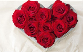 Coeur d'amour, bouquet de roses rouges HD Fonds d'écran