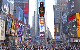 New York, Times Square, gratte-ciel, rue, gens, USA HD Fonds d'écran