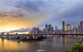 Queensland, Chinatown, Australie, rivière, pont, aube, bâtiments HD Fonds d'écran