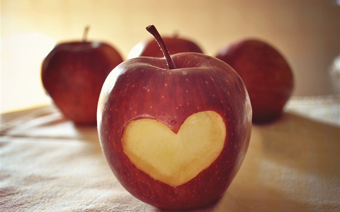 Pomme rouge, coeur d'amour Fonds d'écran, image