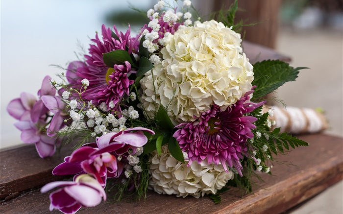 Bouquet de fleurs, d'hydrangea et de dahlia Fonds d'écran, image