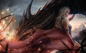 Jeu de trone, Emilia Clarke, dragon, photo d'art HD Fonds d'écran
