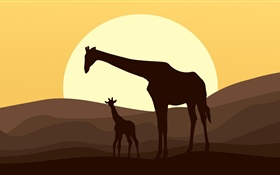 Vector, silhouette, girafe HD Fonds d'écran