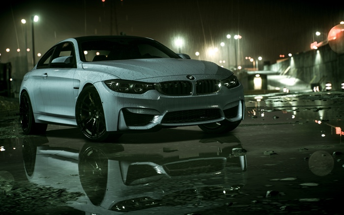 BMW voiture, pluie, besoin de vitesse Fonds d'écran, image