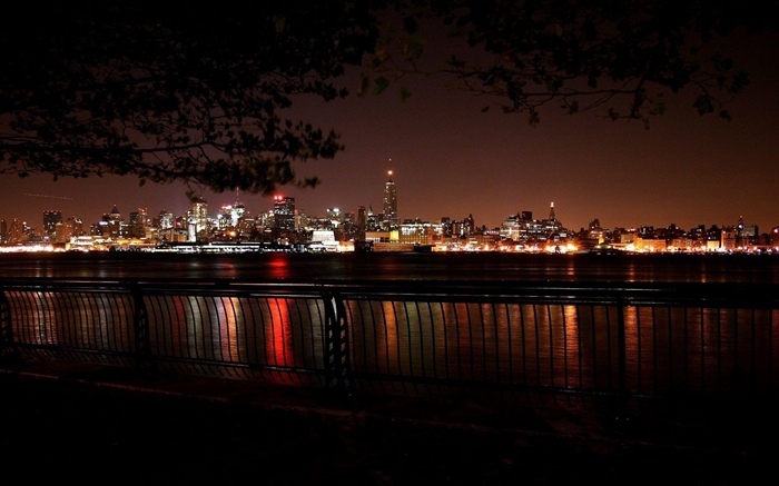 Nuit de la ville, lumières, rivière Fonds d'écran, image