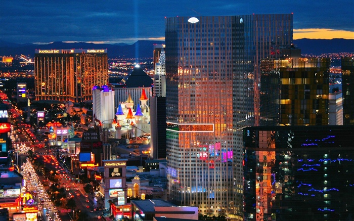 Las Vegas, Etats-Unis, nuit dans la ville, gratte-ciels Fonds d'écran, image
