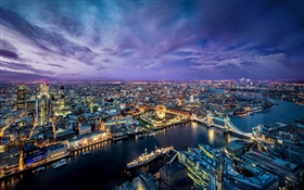 Londres, nuit de la ville, rivière, pont, lumières, Angleterre HD Fonds d'écran