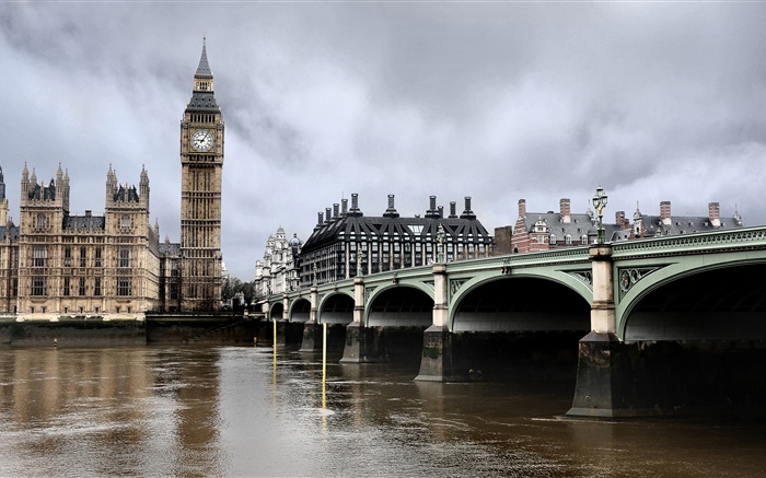 Londres, rivière, pont, Big Ben, Angleterre Fonds d'écran, image