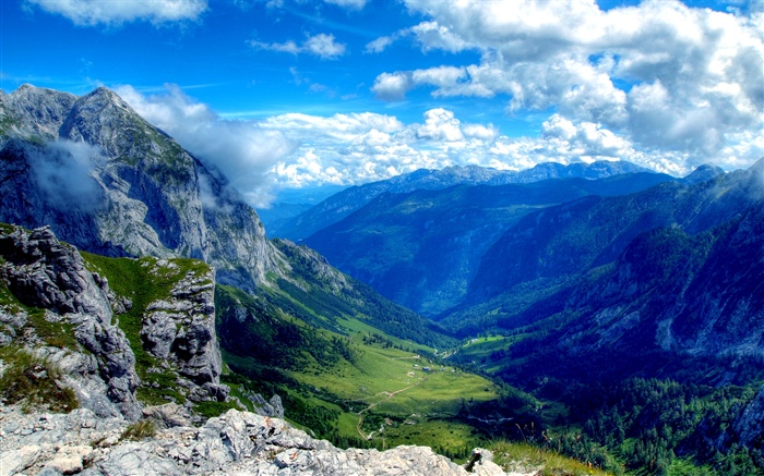 Montagnes, vallée, beau paysage de nature Fonds d'écran, image