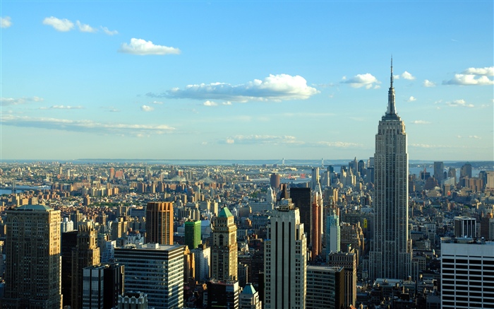 New York, ville, gratte-ciels, ciel, nuages, USA Fonds d'écran, image