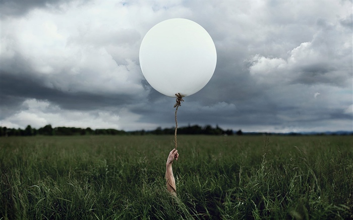 Ballon blanc, herbe Fonds d'écran, image