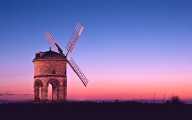Moulin à vent, coucher de soleil HD Fonds d'écran