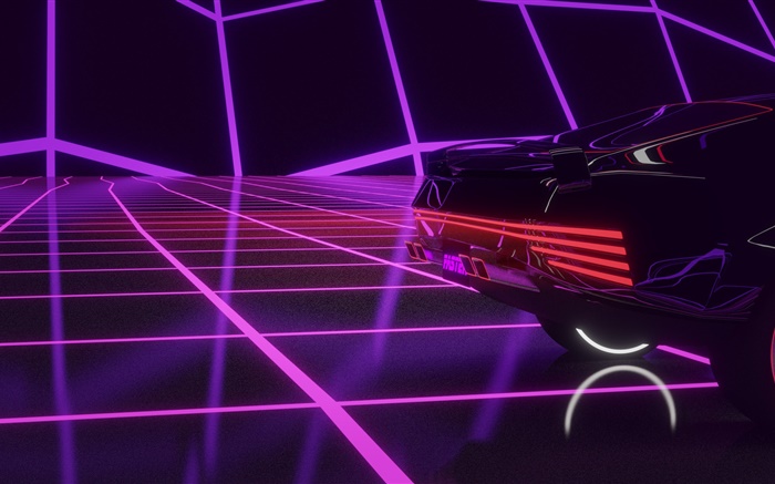 Cyberpunk 2077, lignes lumineuses, voiture Fonds d'écran, image