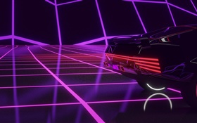 Cyberpunk 2077, lignes lumineuses, voiture HD Fonds d'écran