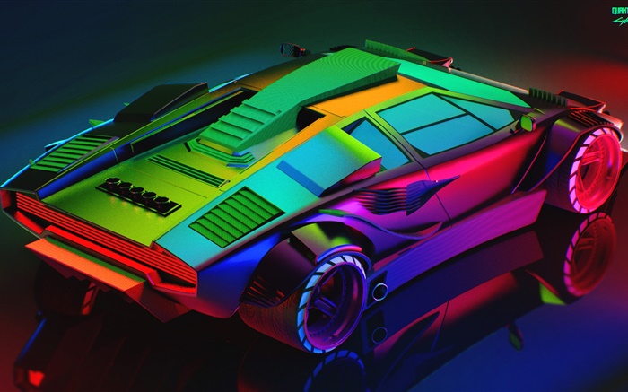 Lamborghini, néon, design coloré Fonds d'écran, image