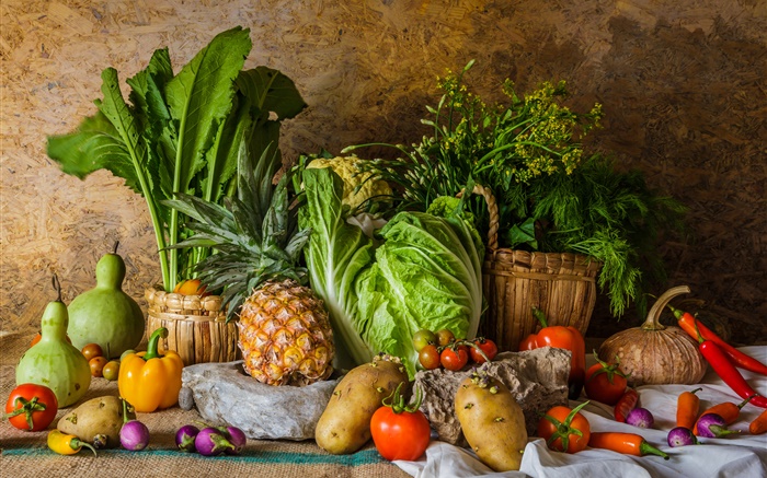 Légumes, ananas, pomme de terre, tomate, citrouille Fonds d'écran, image