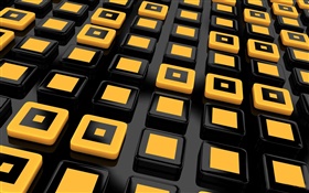 Cubes jaunes, conception 3D HD Fonds d'écran