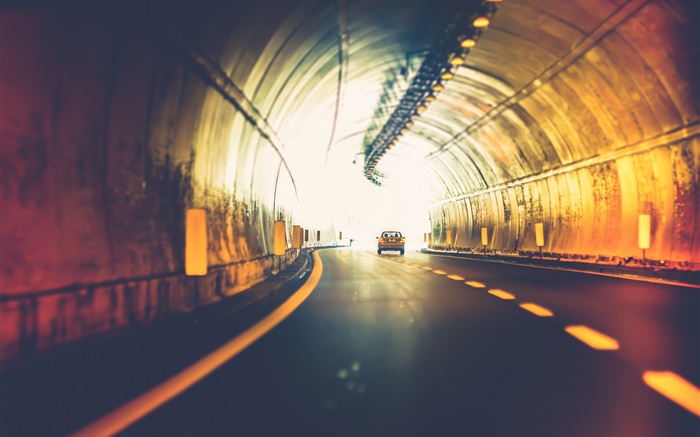 Tunnel, voiture, lumière, route Fonds d'écran, image